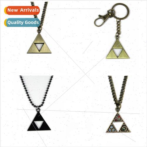 anime s The Legend of Zelda triangle black metal necklace ke