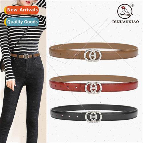 mple silver buckle cowhide leather belt Autumn winter new la