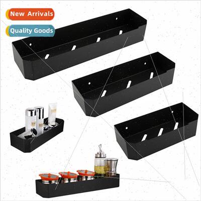 Wall Mounted Black ngle Tier No-Punch Spice Rack Kchen Shelf