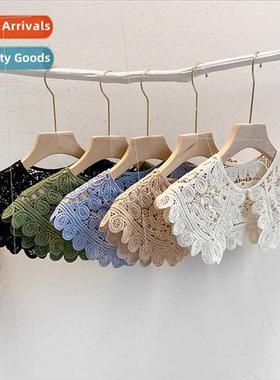 Korea new hollow crochet summer thin decorated small shawl l