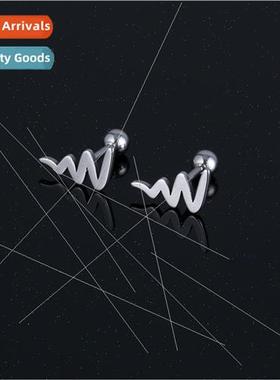 stainless steel glossy earrings simple round bead earrings f