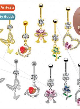 Europe fashion nd an arrow through heart belly button ring s