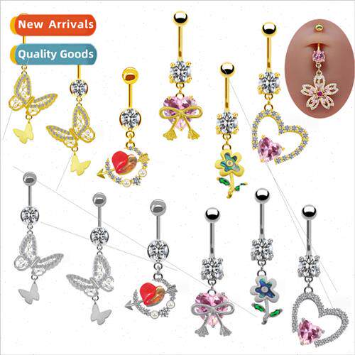 Europe fashion nd an arrow through heart belly button ring s