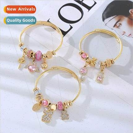 Pandora gold tanium steel stainless steel bracelet female ti