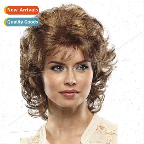 Fashion Wigs Medium Length Curly Hair Wigs Women Europe Head