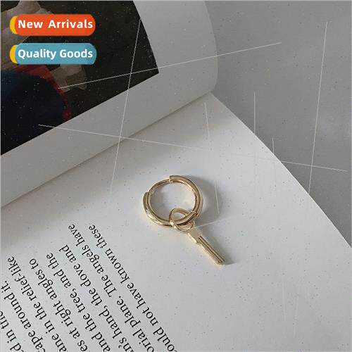 S925 silver jewelry HK INS minimalist circle earrings key ea
