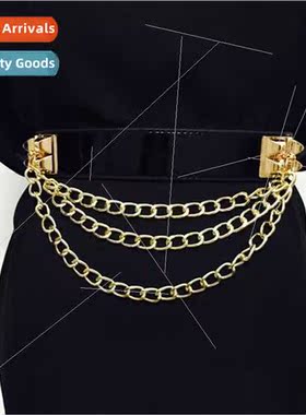 Europe metal chain tassel wide belt versatile decorative bel