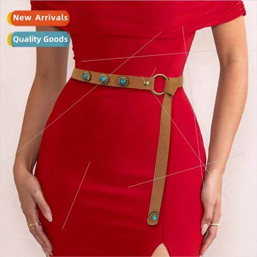 Women thin belt knotted Korean fashion casual students dress