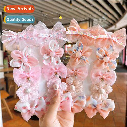 Girl Princess bow mesh hair clips ltle girl does not hurt ha