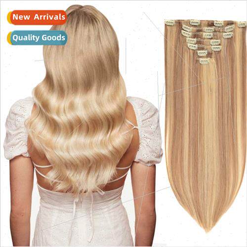 Real hair wig card sub hair seven-piece set 120g real hair w
