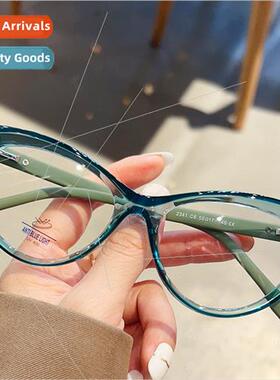 Fashion new glasses frame spring TR90 flat glasses cat eye b