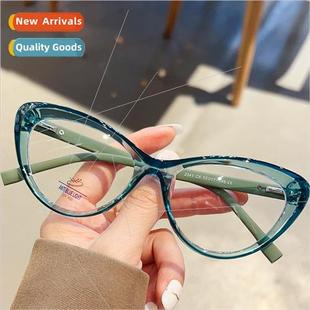 frame spring eye new cat glasses flat Fashion TR90
