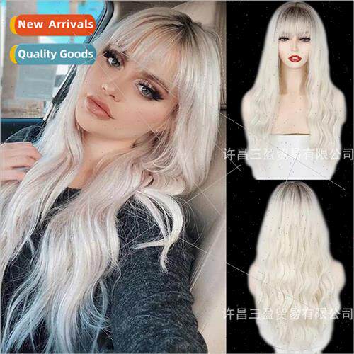 Europe wigs Qi bangs brown whe gradient wool curls chemical