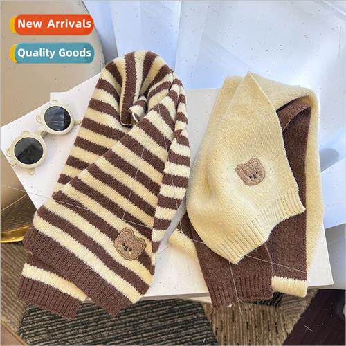 children scarves Korean new versatile stripes knted wool men