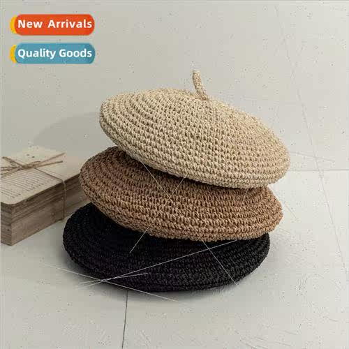 Spring summer handmade straw ladies beret outdoor travel bea