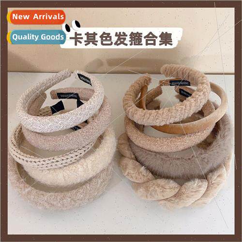 Khaki color hair bautumn winter plush hairpin gentle wind ha