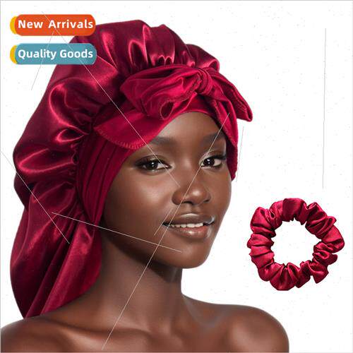Sateen Long Tie Sleeping Hat + Hair Ring Set Europe Hair Car