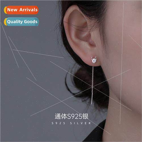S925 silver antler earwires female small delicate zirconia e