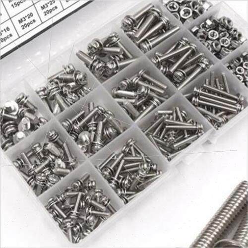 360pcs M3 M4 M5 Phillips Pan Head Combination Screws w Nut S