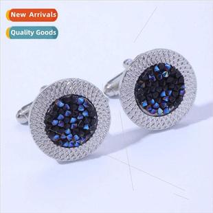 round diamond crystal Europe cufflinks creative onyx Fre new