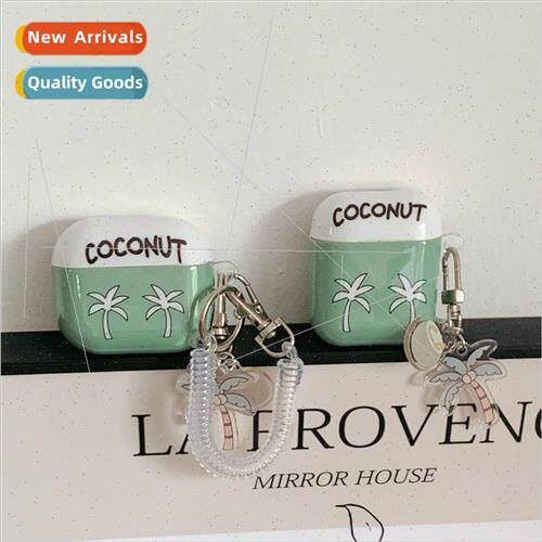 Fresh green background coconut AirPods Pro headphone case ne