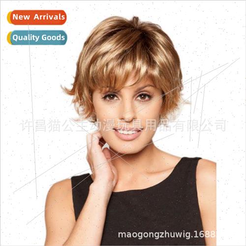 Europe ladies fluffy reverse short curly hair gradient blond