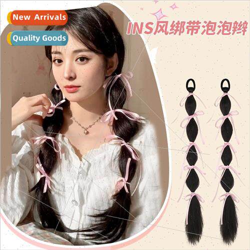 wig braids female ins ballet ribbon bubble braid boxer braid