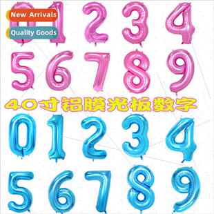 40 inches 90cm thin number aluminum film balloons blue big r