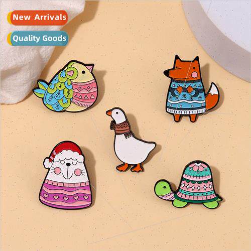 New cartoon creative small animal alloy brooch cute goose fo