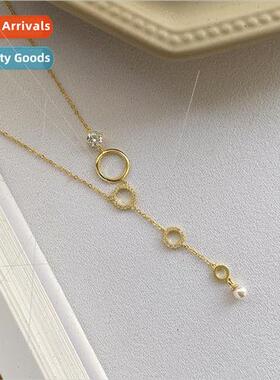 925 silver necklace Europe ins hollowed out round tassel nec