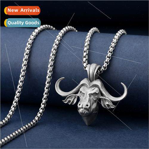 Pure Pewter Europe Men Animal Cow Head Vintage Pendant Hip H