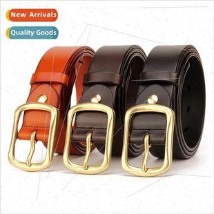 copper pin buckle Men belt Japan leather length classic