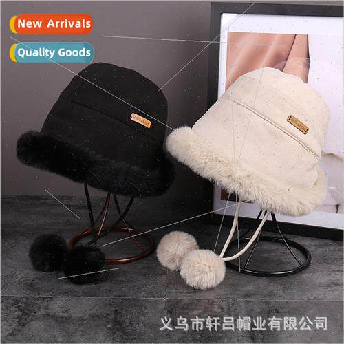 Plush fisherman hat winter padded thickened warm basin hat w
