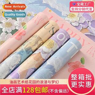 Flower wrapping paper Net red oil painting art paper 100g th