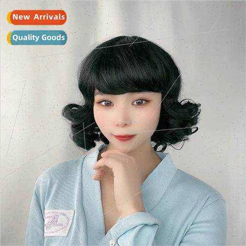 Wig women in long short curly hair Qi bangs pear head egg ro