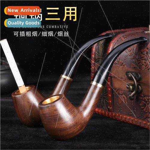 Ebony Pipe Triple-use Copper Pot 9mm Filter Tobacco Mouth Br
