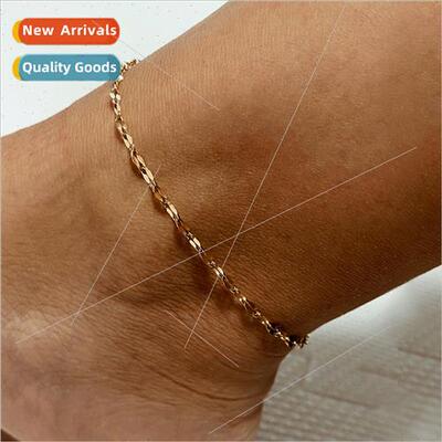 Women Stainless Anklet Lace Chain Anklet mple Gold-Plated An