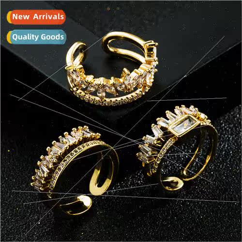 Europe fashion new copper gold-plated zirconia micro-set geo
