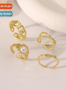 light luxury niche vintage gold open chain pattern cross pea