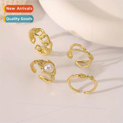 light luxury niche vintage gold open chain pattern cross pea