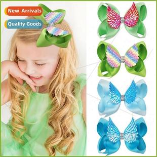 clips hair angel wings 6inch Europe bow children