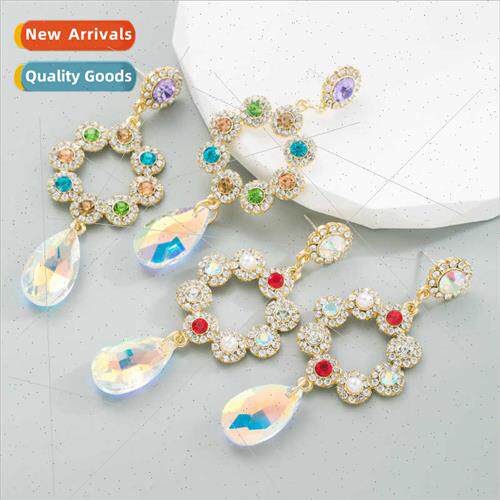 Korean Crystal Earrings Creative Long Fashion Earrings Set P