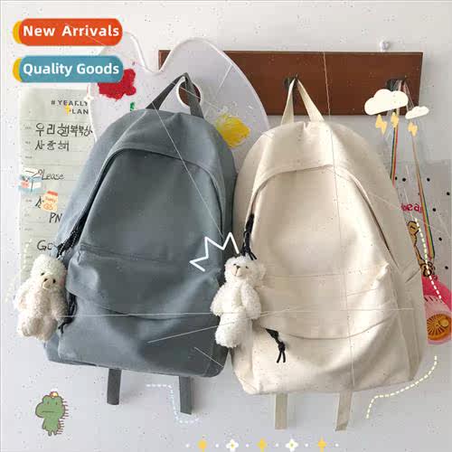 Ins wind schoolbag Japan solid color large capacy shoulder b