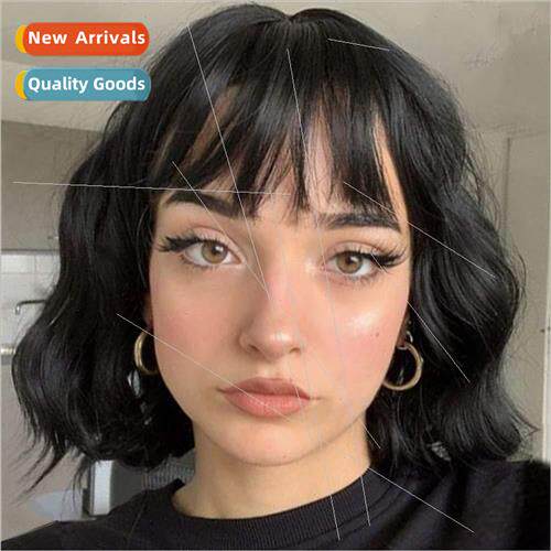 Europe chemical fiber wig head covering Ms. air bangs small