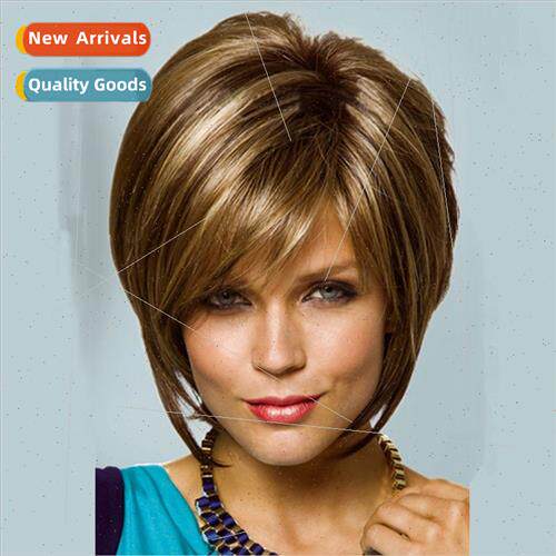 Europe Afro Wigs Women Fashion Short Hair O Head Mixed Color