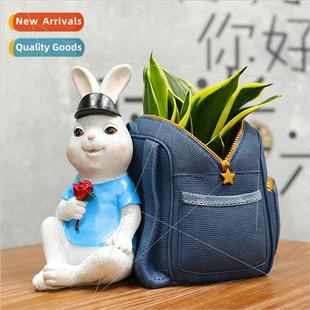 flower pots resin Cartoon soft cute ornaments fur decorative
