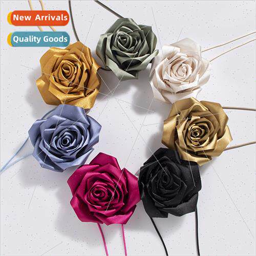 Women Fashion Large Flower Cloth Rose Knotted Decorative Nec