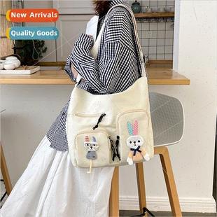 female 2022 girl canvas shoulder cute bag Korean Cartoon new