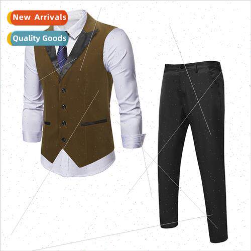 Men vest set 2023 fall winter men new fashion single-breaste