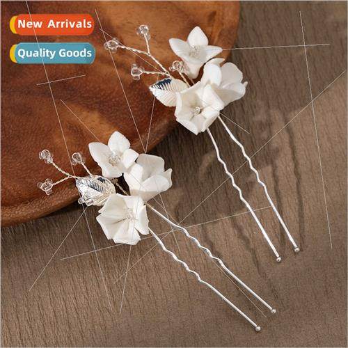 Europe retro soft ceramic flower hairpin ancient Hanfu show